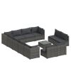 13 Piece Garden Lounge Set with Cushions Gray Poly Rattan