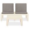 2 Piece Garden Lounge Set with Cushions Plastic White