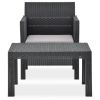 2 Piece Garden Lounge Set with Cushion PP Anthracite