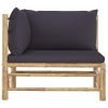 Garden Corner Sofa with Dark Gray Cushions Bamboo