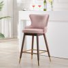 Leland Fabric Upholstered Wingback Bar Stools, Set of 2, Pink