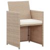 4 Piece Garden Lounge Set with Cushions Beige Poly Rattan