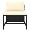 5 Piece Garden Sofa Set with Cushions Black Poly Rattan