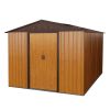 8ft x 10ft Outdoor Metal Storage Shed with Metal Floor Base,Coffee