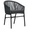 3 Piece Bistro Set with Cushions PVC Rattan Anthracite