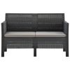 2-Seater Garden Sofa with Cushions Anthracite PP