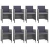 9 Piece Outdoor Dining Set with Cushions Poly Rattan Anthracite