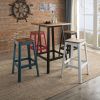 Natural and Red Armless Bar Stool with Crossbar Support