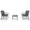 3 Piece Garden Lounge Set with Cushion Solid Acacia Wood Gray