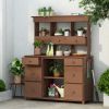 [Video Provided] TOPMAX Garden Potting Bench Table, Rustic and Sleek Design with Multiple Drawers and Shelves for Storage, Brown