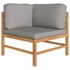 Corner Sofas 2 pcs with Dark Gray Cushions Solid Teak Wood