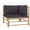 Garden Corner Sofa with Dark Gray Cushions Bamboo