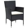 3 Piece Patio Dining Set with Cushions Poly Rattan Black