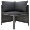 2-Seater Patio Sofa with Cushions Gray Poly Rattan