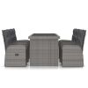 7 Piece Patio Dining Set with Cushions Poly Rattan Gray