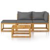 4 Piece Garden Lounge Set with Cushion Solid Acacia Wood