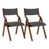 Upholstered folding Dining chair, space saving, easy to carry, Dining Room,No assembly required,2-Pack-Grey+Cherry