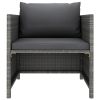 Patio Sofa with Cushions Gray Poly Rattan