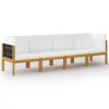 4-Seater Patio Sofa with Cushion Solid Acacia Wood