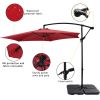 10FT Banana Umbrella Waterproof Folding Sunshade Wine Red-dk