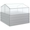 Garden Raised Bed with Greenhouse 39.4"x39.4"x33.5" Silver