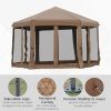 Outsunny 13' x 11' Hexagonal Pop Up Gazebo, Heavy Duty Outdoor Canopy Tent with 6 Mesh Sidewall Netting