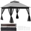 Outdoor 11x 11Ft Pop Up Gazebo Canopy With Removable Zipper Netting,2-Tier Soft Top Event Tent,Suitable For Patio Backyard Garden Camping Area,Grey