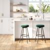 Modern Glam Upholstered Faux Velvet Bar Stool â€“ Emerald