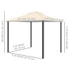 Outsunny 10' x 12' Patio Gazebo with Netting, Double Roof Outdoor Gazebo Canopy Shelter, Solid Metal Frame for Garden, Lawn, Backyard, Deck, Beige