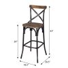 Antique Black and Antique Oak Bar Stool with Cross Back