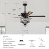 52'' Crystal Shade Ceiling Fan Lamp With Remote Control,3 Speed ,4 Timing , 5 Reversible Blades Crystal Ceiling Fan