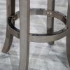 30" Bar Stool, Weathered Gray Finish, Black Leather Seat