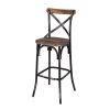 Antique Black and Antique Oak Bar Stool with Cross Back