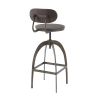 Dakota Industrial Mid-Back Barstool in Antique Metal and Espresso Wood-Pressed Grain Bamboo by LumiSource