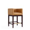 Manhattan Comfort Kingsley 34 in. Camel and Dark Walnut Beech Wood Counter Height Bar Stool