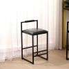 Black Bar Stool with Backrest Set of 2 Counter Height PU Leather Upholstered Bar Chairs with Footrest