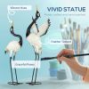 Outsunny Heron Garden Statues, 35.5" & 40.5" Standing Bird Sculptures, Metal Yard Art Decor for Lawn, Patio, Backyard, Landscape Decoration Set of 2