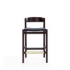 Manhattan Comfort Klismos 36.75 in. Black and Dark Walnut Beech Wood Counter Height Bar Stool