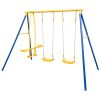 Metal Swing Set for Backyard with 2 Swing Seats and 2 Glider Seats