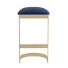 Manhattan Comfort Aura 28.54 in. Blue and Polished Brass Stainless Steel Bar Stool