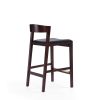 Manhattan Comfort Klismos 36.75 in. Black and Dark Walnut Beech Wood Counter Height Bar Stool