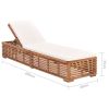 Sun Lounger with Cream Cushion Solid Teak Wood