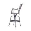 Patio Outdoor Aluminum Swivel Bar Stool with Cushion, Set of 2, Navy Blue