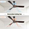 52 Inch Ceiling Fan Without Light, 3 ABS Blades Outdoor Ceiling Fan 6-speed Reversible DC Motor for Living Room, Bedroom