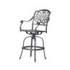 Patio Outdoor Aluminum Swivel Bar Stool with Cushion, Set of 2, Navy Blue