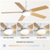 Energy Saving 42 Inch Ceiling Fan 5 Blades Noiseless Reversible Dc Motor Remote Control With Led Light