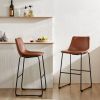 Sweetcrispy Leather 30 inch Leather Counter Height Bar Stools Bar Stools Set of 2