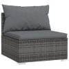 13 Piece Garden Lounge Set with Cushions Gray Poly Rattan