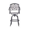 Patio Outdoor Aluminum Swivel Bar Stool with Cushion, Set of 2, Navy Blue