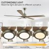 60" Modern Wood Ceiling Fan with Light and Remote Control,6-Speed Noiseless Reversible DC Motor, Ceiling Fan for Kitchen Dinning Living Room